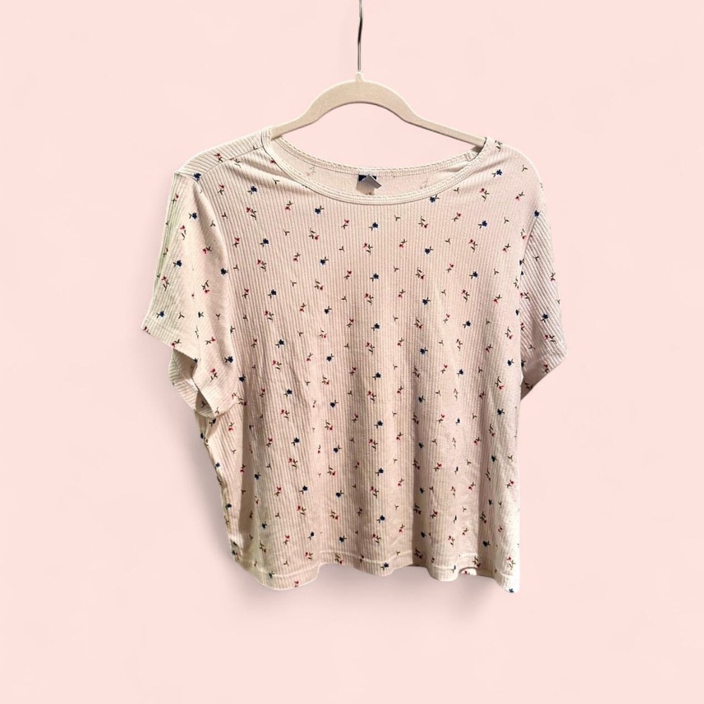 Old Navy Floral Print Baby Tee - Cream
